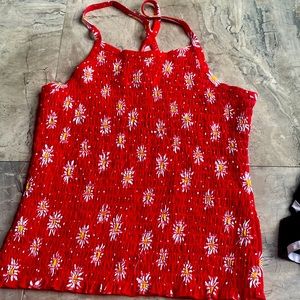 cute top flowers red